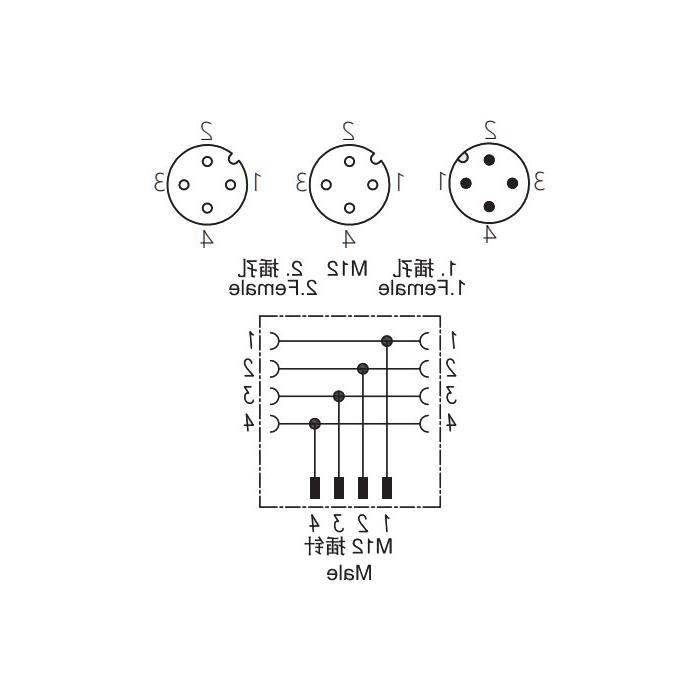 M12 4Pin Male /2M12 4Pin female, Y-connector, 644442